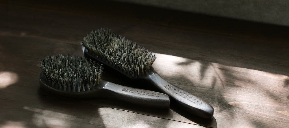 ウッド ヘアブラシ ダークグレー